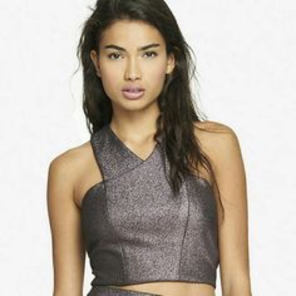 🔮Express Metallic purple crop top